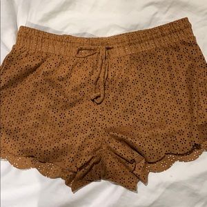 Suede Scallop Shorts